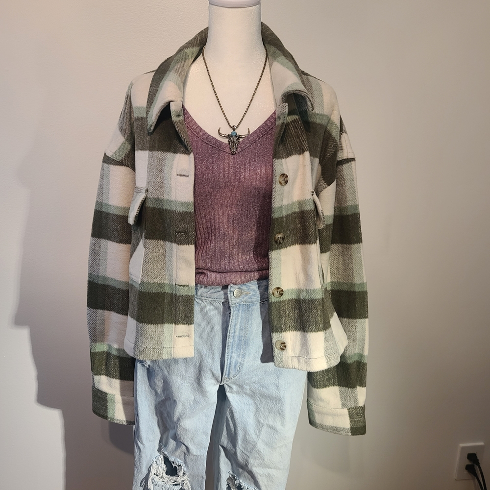 Cozy Green and Cream Plaid Jacket